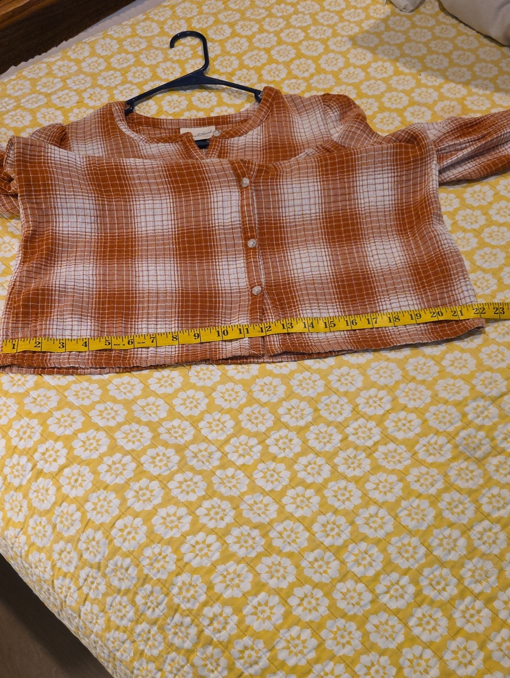 Universal Thread Lightweight Orange Plaid Button-Front Women's Top Shirt Medium - Picture 8 of 12